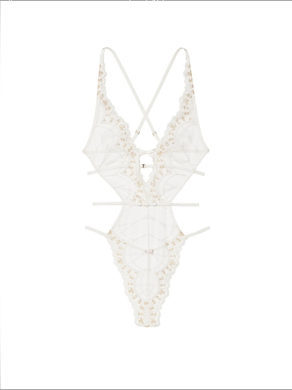 Victoria’s Secret Strappy Back Embellished Lace Teddy L NWT